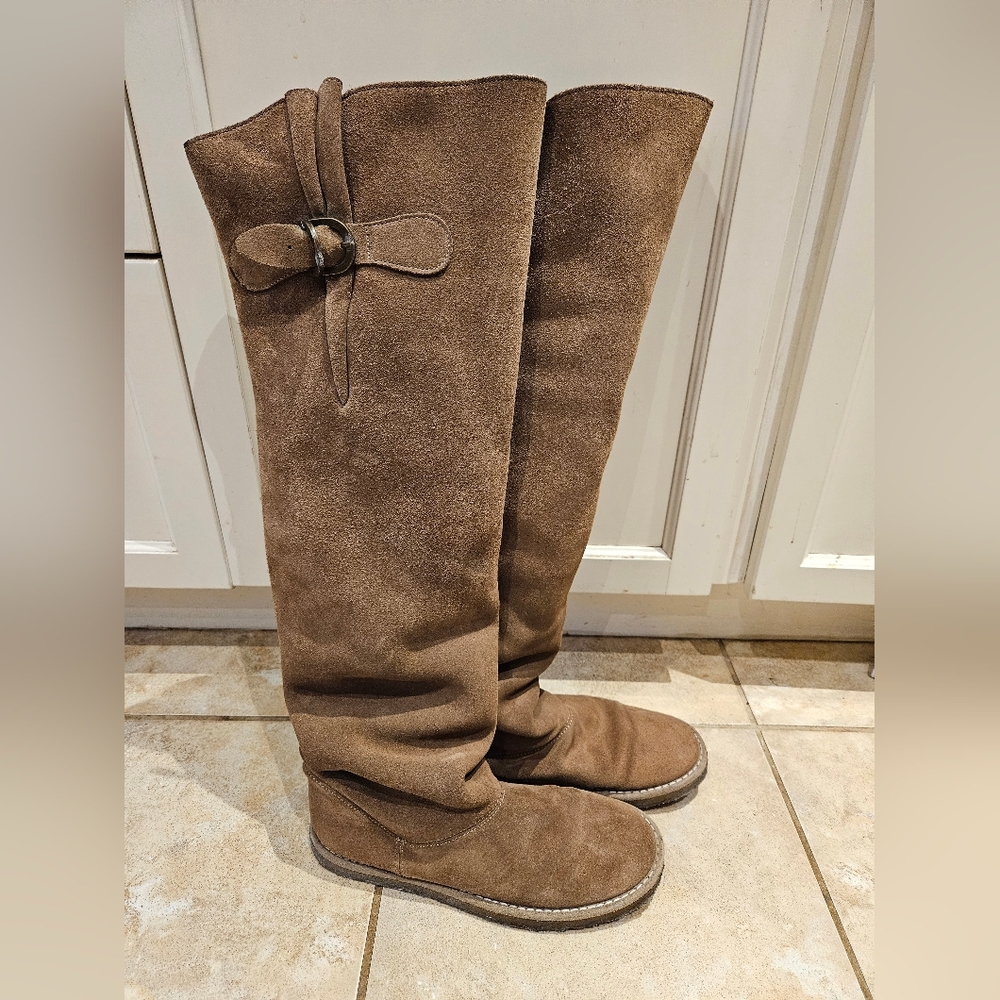 Paloma Barcelo Sheepskin Shearling Lined Suede OTK Boots